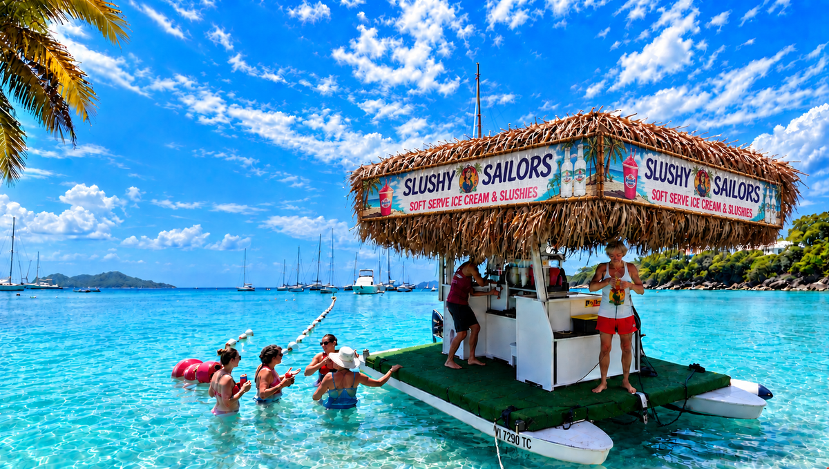 The Slushy Sailors boat in the US Virgin Islands